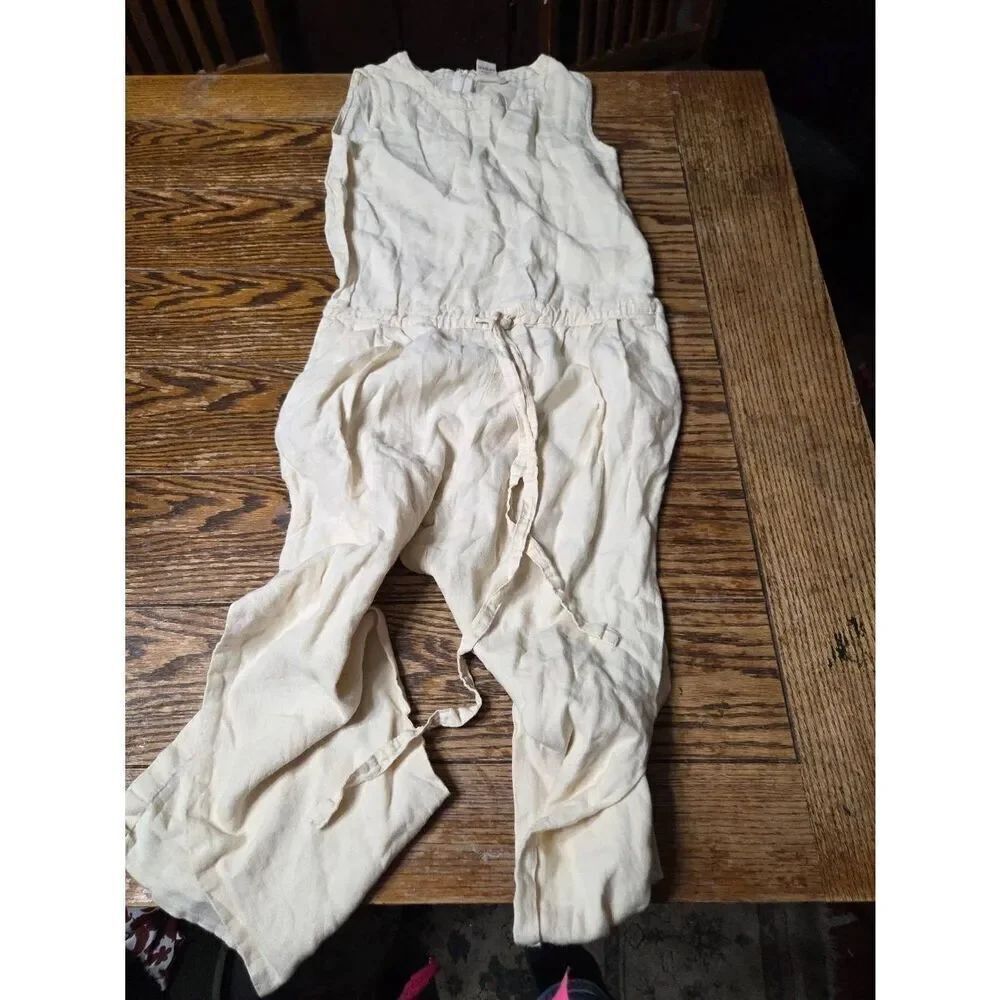 d96p cream linen jumpsuit sz XS/S